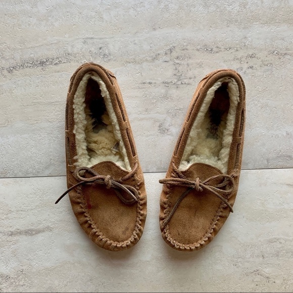 Uggs Kids Tan Slide On Moccasins